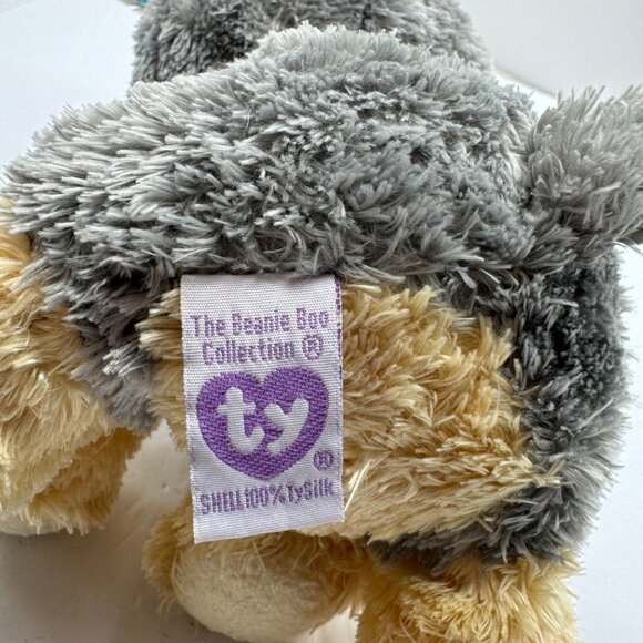 Ty Beanie Boos Scraps the Schnauzer Gray & Beige Puppy Plush Toy w Big Blue Eyes - Picture 9 of 10
